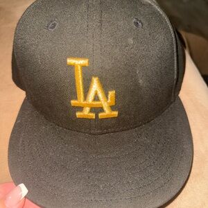 New Era Black Cap with Gold LA Logo